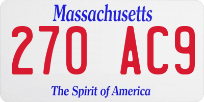 MA license plate 270AC9