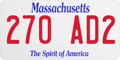 MA license plate 270AD2