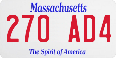 MA license plate 270AD4