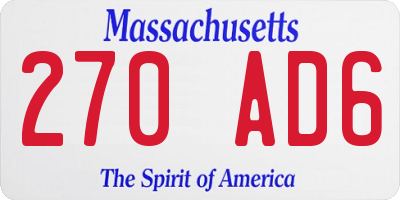 MA license plate 270AD6
