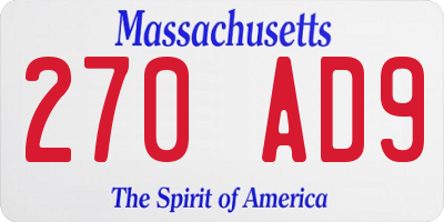 MA license plate 270AD9