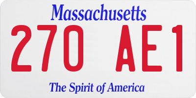 MA license plate 270AE1