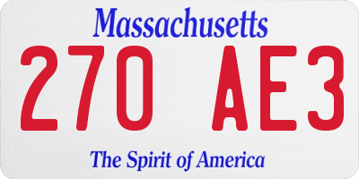 MA license plate 270AE3