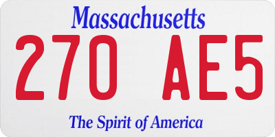 MA license plate 270AE5