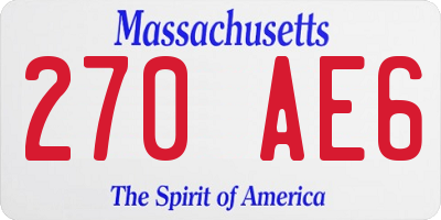 MA license plate 270AE6
