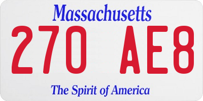 MA license plate 270AE8