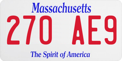 MA license plate 270AE9