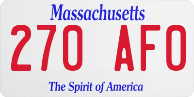 MA license plate 270AF0