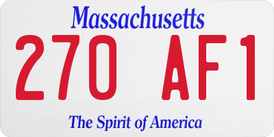 MA license plate 270AF1