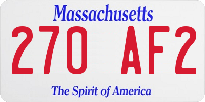 MA license plate 270AF2