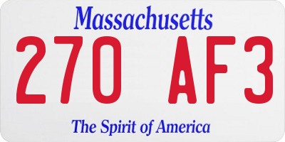 MA license plate 270AF3