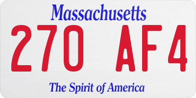 MA license plate 270AF4