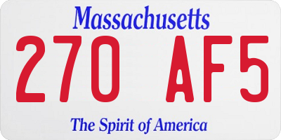 MA license plate 270AF5