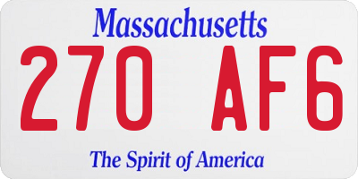 MA license plate 270AF6