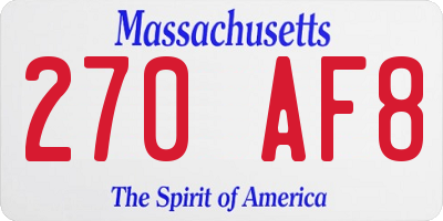 MA license plate 270AF8