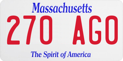 MA license plate 270AG0