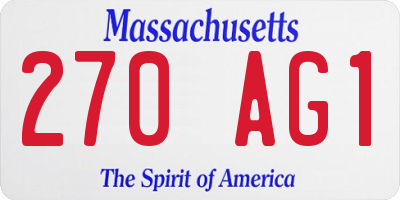 MA license plate 270AG1