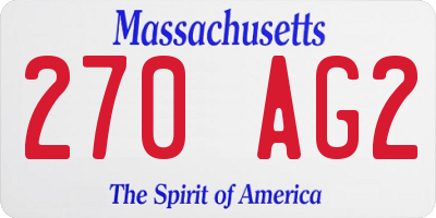 MA license plate 270AG2