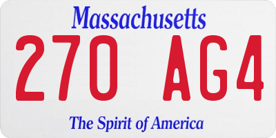 MA license plate 270AG4