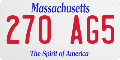 MA license plate 270AG5