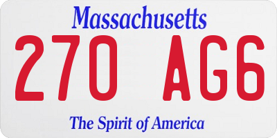 MA license plate 270AG6