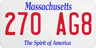 MA license plate 270AG8