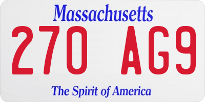 MA license plate 270AG9