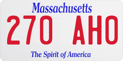 MA license plate 270AH0