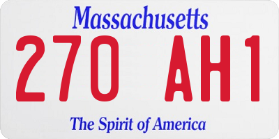 MA license plate 270AH1