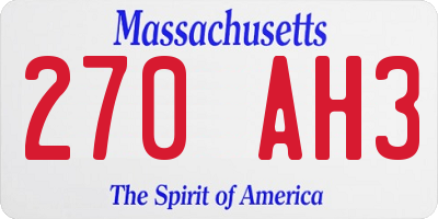 MA license plate 270AH3