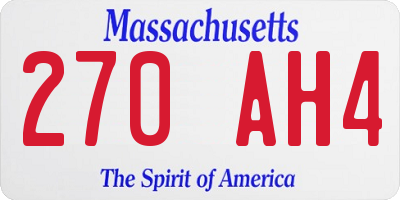 MA license plate 270AH4