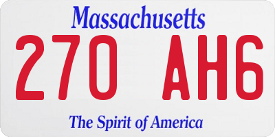 MA license plate 270AH6