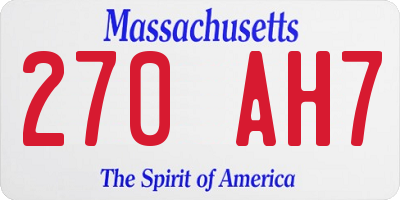 MA license plate 270AH7