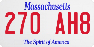 MA license plate 270AH8