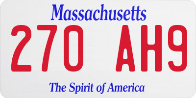 MA license plate 270AH9