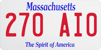 MA license plate 270AI0