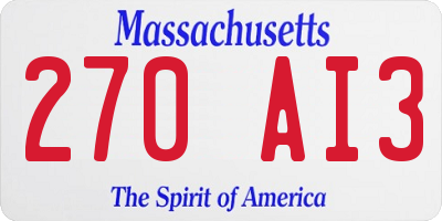 MA license plate 270AI3