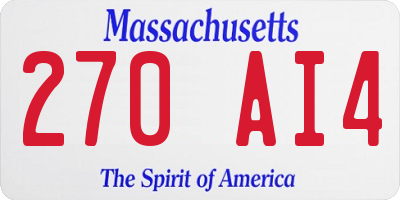 MA license plate 270AI4