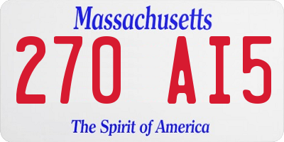 MA license plate 270AI5