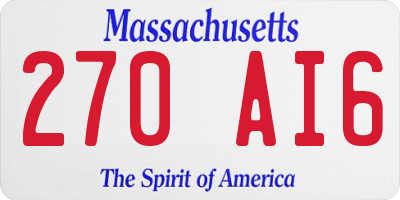 MA license plate 270AI6
