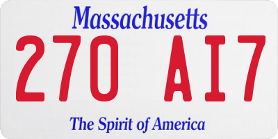 MA license plate 270AI7