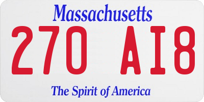 MA license plate 270AI8