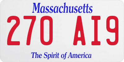 MA license plate 270AI9