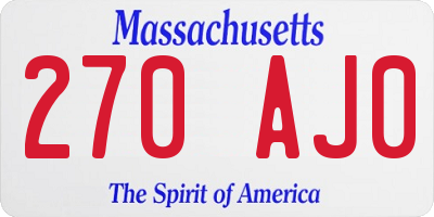 MA license plate 270AJ0