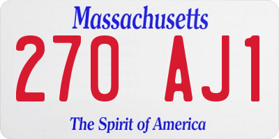 MA license plate 270AJ1