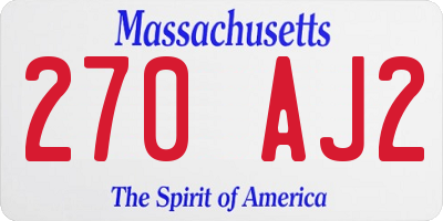 MA license plate 270AJ2