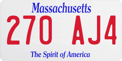 MA license plate 270AJ4