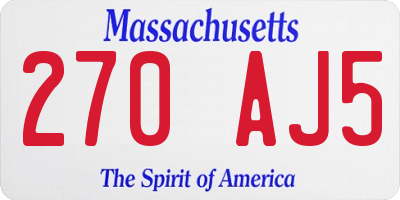 MA license plate 270AJ5