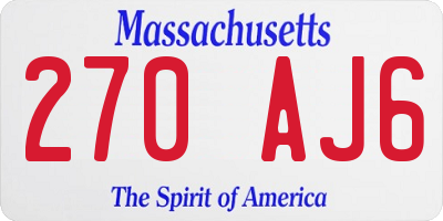 MA license plate 270AJ6