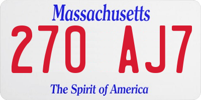 MA license plate 270AJ7